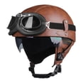 thumbnail image 3 of Casco de motociclismo de media carcasa, novedoso y moderno, con lente de protección solar. Marrón M, 3 of 9