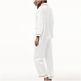 thumbnail image 6 of IROINNID Sleepwear Sets for Women Silk Homewear Button Down Tops and Pants with Pocket Smooth Pajamas Loungewear Two-Pieces Sets,White, 6 of 6