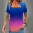 thumbnail image 2 of Xdegoge Summer Tops for Women Gradient Fashion Loose Fit T Shirts Short Sleeve Square Neck Shirts Dressy Casual Tunic Blouses, 2 of 5