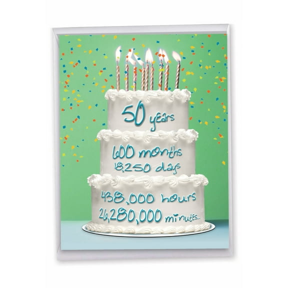 1 Large Funny Birthday Greeting Card (8.5 x 11 Inch) - Time Count Milestones 50 J9092MBG-US