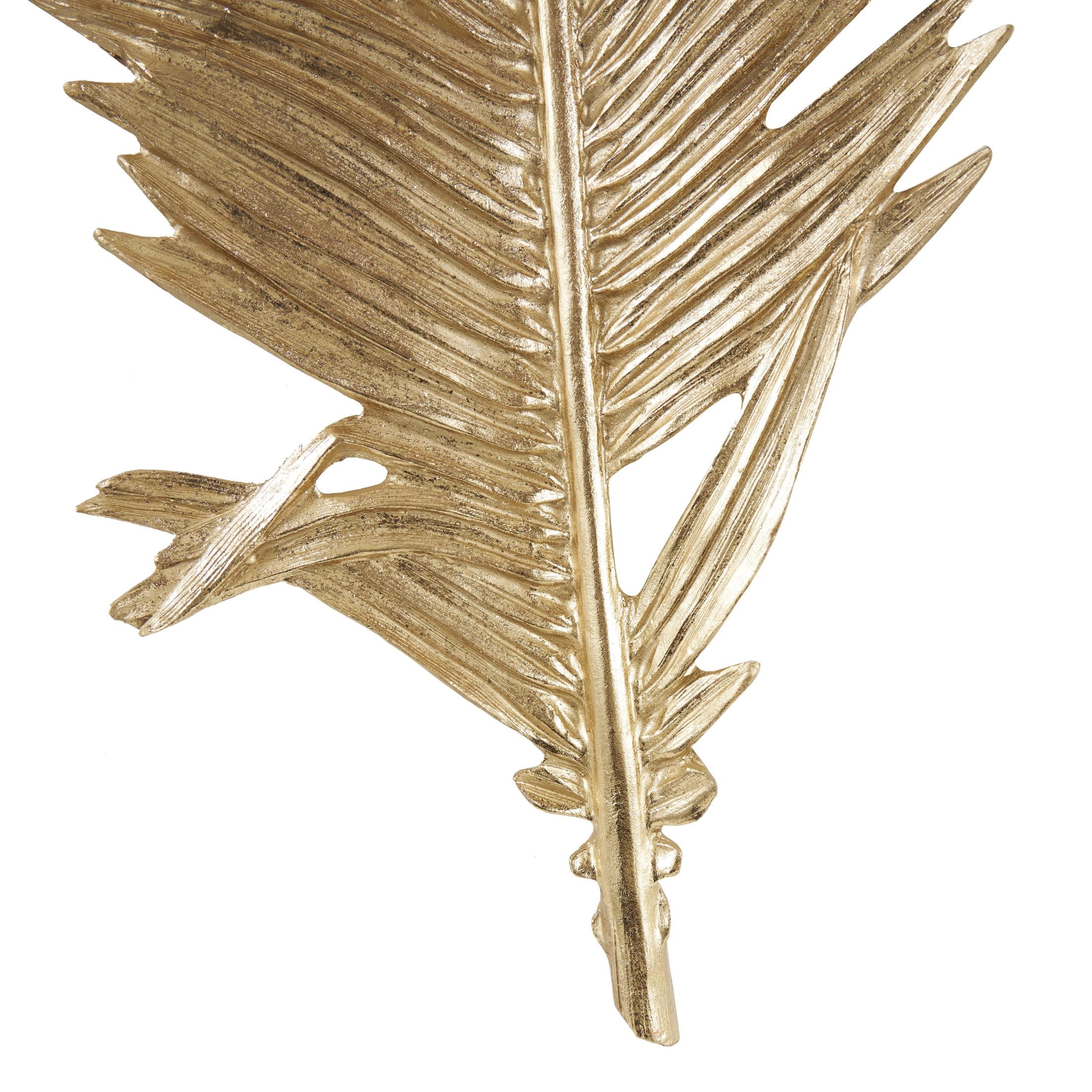 DecMode Gold Polystone Large Metallic Feather Bird Wall Decor