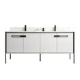 thumbnail image 2 of Fine Fixtures Oakville 72 in. W x 20 in. D x 33 in. H Bathroom Vanity in Mild Grey Oak with White Ceramic Sink - Black hardware, 2 of 8
