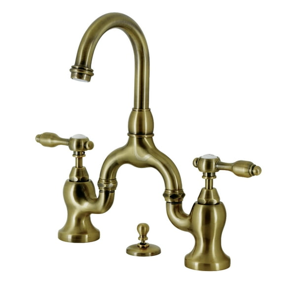 Kingston Brass KS7993TAL Tudor Bridge Bathroom Faucet with Brass Pop-up, Antique Brass