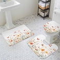thumbnail image 3 of Pink Orange Flower Bathroom Rugs Set Watercolor Butterfly Non Slip Absorbent Soft Bath Mats 3 Piece Set with Bathroom Rug, U-Shaped Floor Mat, Toilet Seat Cover Small Size, 3 of 9
