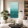 thumbnail image 2 of Canvas Wall Art, Turquoise Ombre Framed Canvas Prints for Hallway Bedroom, Modern Abstract Art Ocean Oil Painting Oversized Gallery Wrapped Wall Decor for Home Office, Gifts, 24"x48" Ship Next Day, 2 of 9