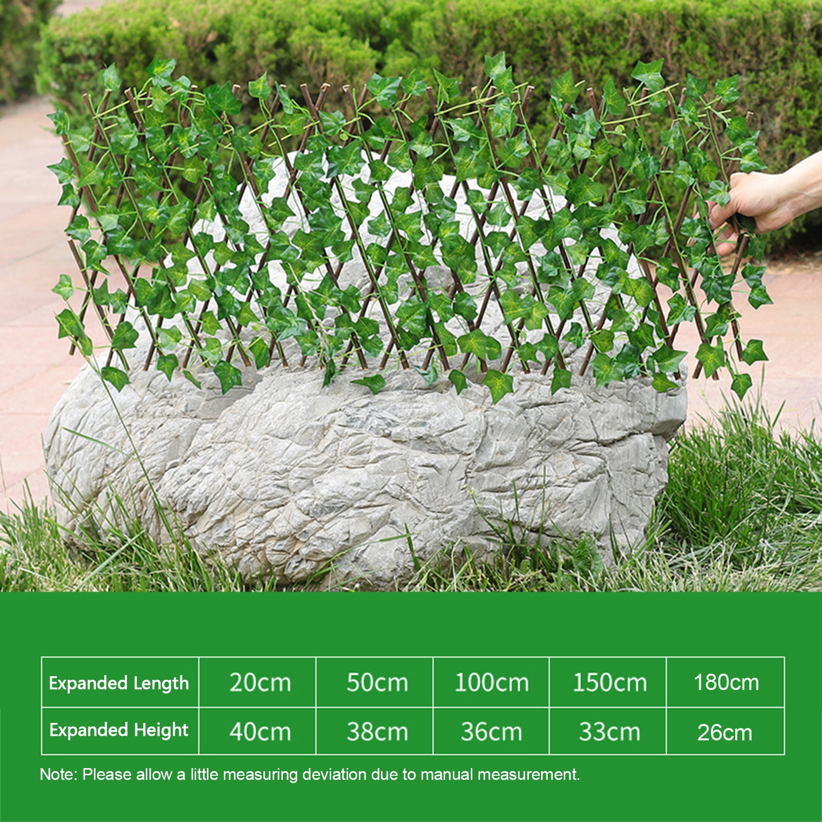 Tomshoo Simulation Fence Fence Telescopic Fence Fake Flowers Green Leaves Outdoor Garden Fence Wall Guardrail Decorative Leaves Blocking Plants Small Fence-Little Creeper