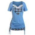 thumbnail image 1 of Camiseta Cuello Redondo a Cuadros Tamaño Plus Rosegal Camisetas tallas grandes, 1 of 5