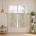 thumbnail image 2 of Japanese Kitchen Curtains 45 Inch Length, Beige Farmhouse Retro Floral Leaf Pattern Tiers Curtains for Bathroom Bedroom Cafe, Light Filtering Small Window Treatment Short Drapes 2 Panels 42"Wx45"L, 2 of 8