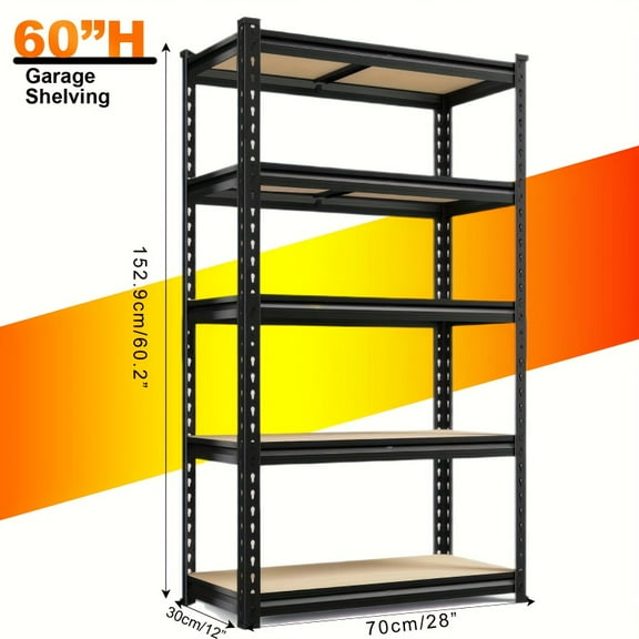 60-Inch 5-Tier Garage Storage Rack, 2000LB Capacity Heavy-Duty Adjustable Shelves for Pantry Closet