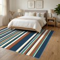 thumbnail image 3 of ODIKA 6'x9' Ultra-Soft Area Rug, Chindi Knit Striped Boho Multicolor Bands Border Multi Banded Rag Flowing None Washable, Bare feet friendly, Silk-Touch for Guest Room, Bedroom, 3 of 7