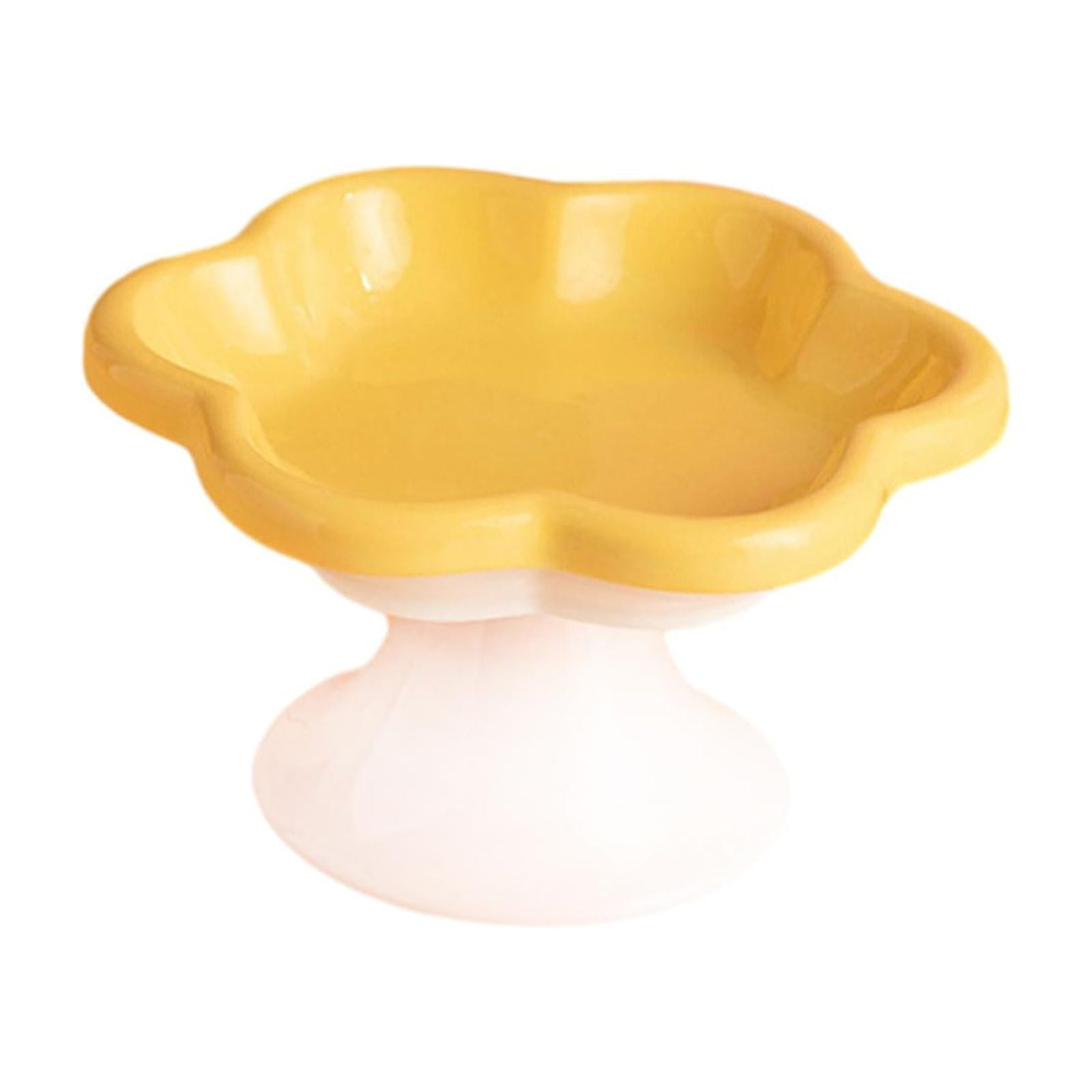 Bvdfgk Ceramic Raised Cat Bowls Food Feeding AntiSlip Water Bowl Puppy Bowls Cat Feeder Yellow
