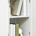 thumbnail image 2 of Demi Bonn 39" Modern Sideboard with Rubberwood Top, Buffet Cabinet with Storage Cabinets, Drawers and Adjustable Shelves for Kitchen, White, 2 of 7