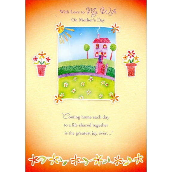 Designer Greetings Twinkling Home on Green Hillside: Wife Mother's Day Card