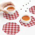thumbnail image 7 of Pofeuu Red Plaid Daisy Print Leather Coasters Set of 6, Round Cups Mugs Mat Pad for Home Kitchen Heat Resistant Drink Coasters,Octagon, 7 of 7