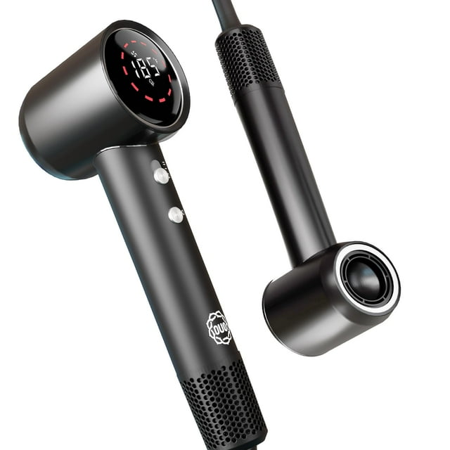 OUO - Secadora de Cabello Inteligente - Iones Negativos 2B | Motor Sin Escobillas 110,000 RPM | 1600W Potente | Control de Temperatura Constante | Boquilla Magnética | 6 Niveles de Ajuste | Diseño Lig