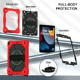 thumbnail image 2 of Shockproof Case for Apple iPad 9th 8th 7th Generation 10.2", Hybrid Rugged Shockproof Rotating Kickstand Hand Strap Detachable Shoulder Strap Kids Friendly Cover for iPad 10.2" 2021/2020/2019,Red, 2 of 8