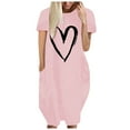 thumbnail image 2 of Robes Formelles et de Soirée Aqestyerly Mode Femmes Ample Imprimé Amour Col Rond Poches Robe Décontractée Manches Courtes, 2 of 4
