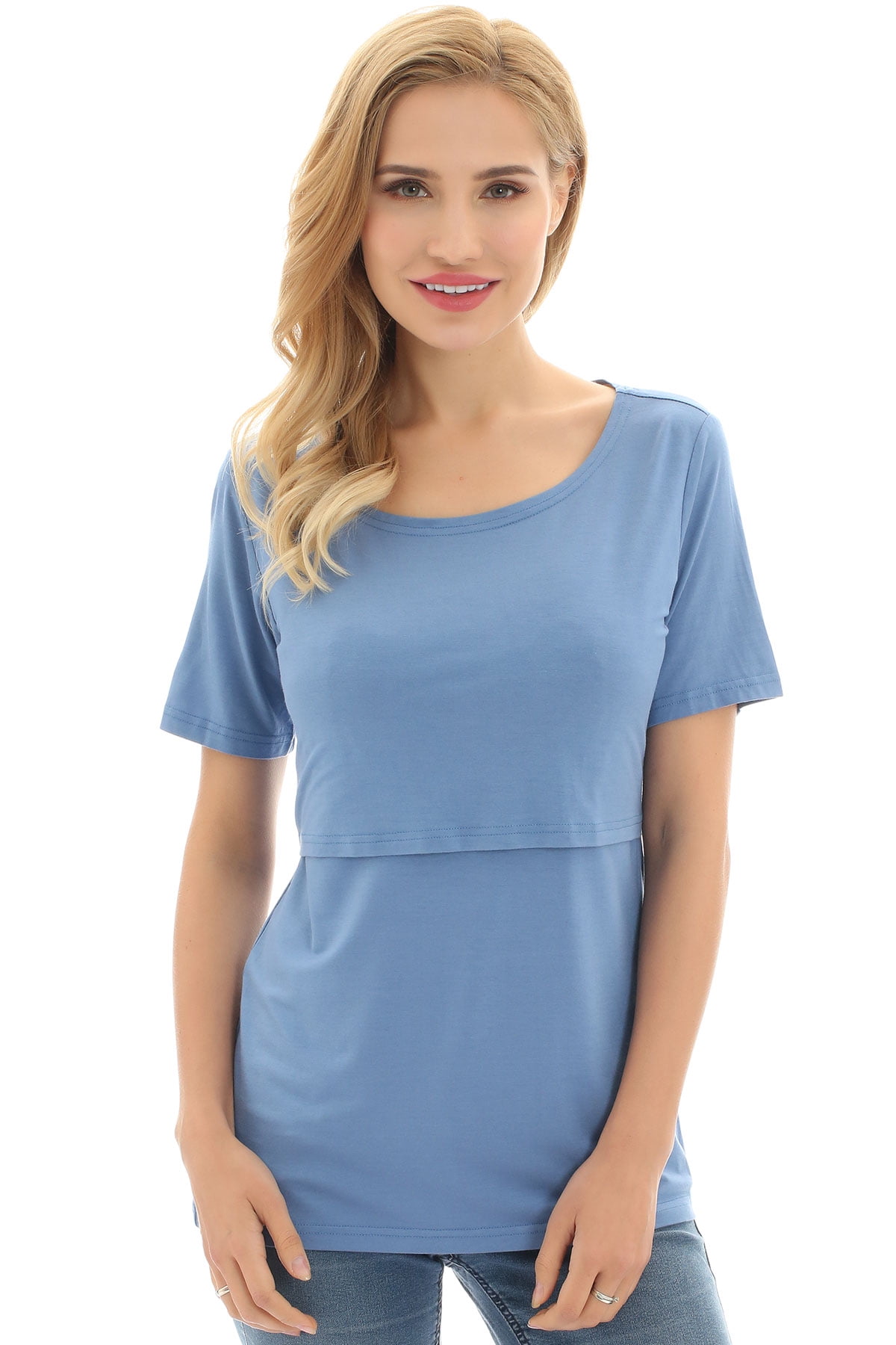 Bearsland Women's Maternity Short Sleeve Breastfeeding Nurding Tops T-Shirts 3-Pack