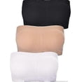 thumbnail image 3 of 3 Pieces Women Bandeau Bra Padded Strapless Bralette Soft, 3 of 4
