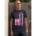 thumbnail image 2 of Breast Cancer Back The Pink American Flag US Unisex Men's T-shirt, 2XL, Navy, 2 of 4