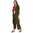 thumbnail image 3 of Inkmeso Womens 3 Pcs Nightwear Set Crop Tank Top Loose Pants & Front Open Shrug Sleepwear, 3 of 7
