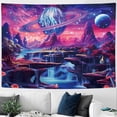 thumbnail image 3 of Blacklight Space Tapestry Trippy Planet Galaxy Mountain Mysterious Landscape Tapestry Wall Hanging for Bedroom Living Room UV Reactive Tapestries Aesthetic Home Decor, 60X40IN, 3 of 5