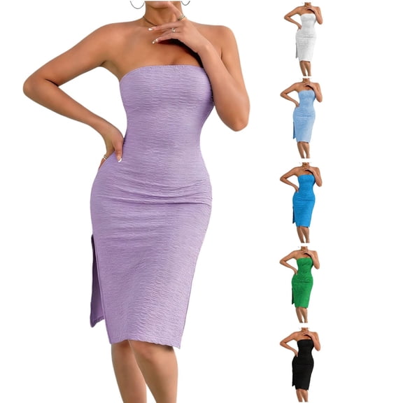 Lovzfmll Women's Maxi Dress, Off Shoulder Sleeveless, Relaxed Fit Party Cocktail Dress Purple, XS