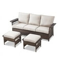 thumbnail image 5 of PARKWELL 3-Piece Patio Sofa Couch with Cushioned Ottoman Seat Foot Rest,Outdoor Rattan Wicker Conversation Furniture Sets,Beige, 5 of 11