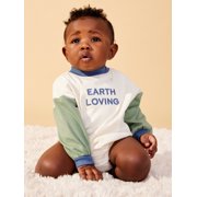 Little Star 100% Organic Cotton 2-Pack Baby Boy Sweatshirt Rompers