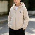 thumbnail image 2 of JZEJING Boys Jacket Cute Fleece Coat Long Sleeve Zip up Hooded Outerwear with Pocket Boy Clothes Size 2-12, 2 of 9