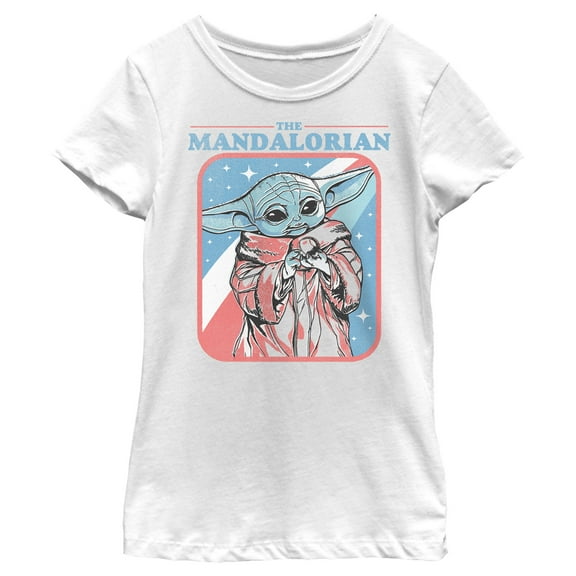 Girl's Star Wars: The Mandalorian Fourth of July Grogu Stars and Stripes Graphic Tee White X Small