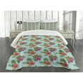 thumbnail image 3 of Ambesonne Hawaii Quilted Bedspread Set 3 Pcs, Blooming Hibiscuses, Queen Size, Multicolor, 3 of 5