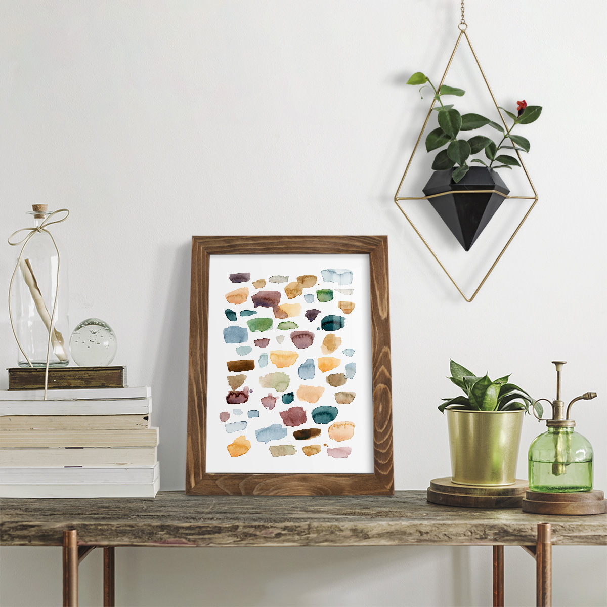 Shattered Segments I - Framed Print w/glass - Walnut