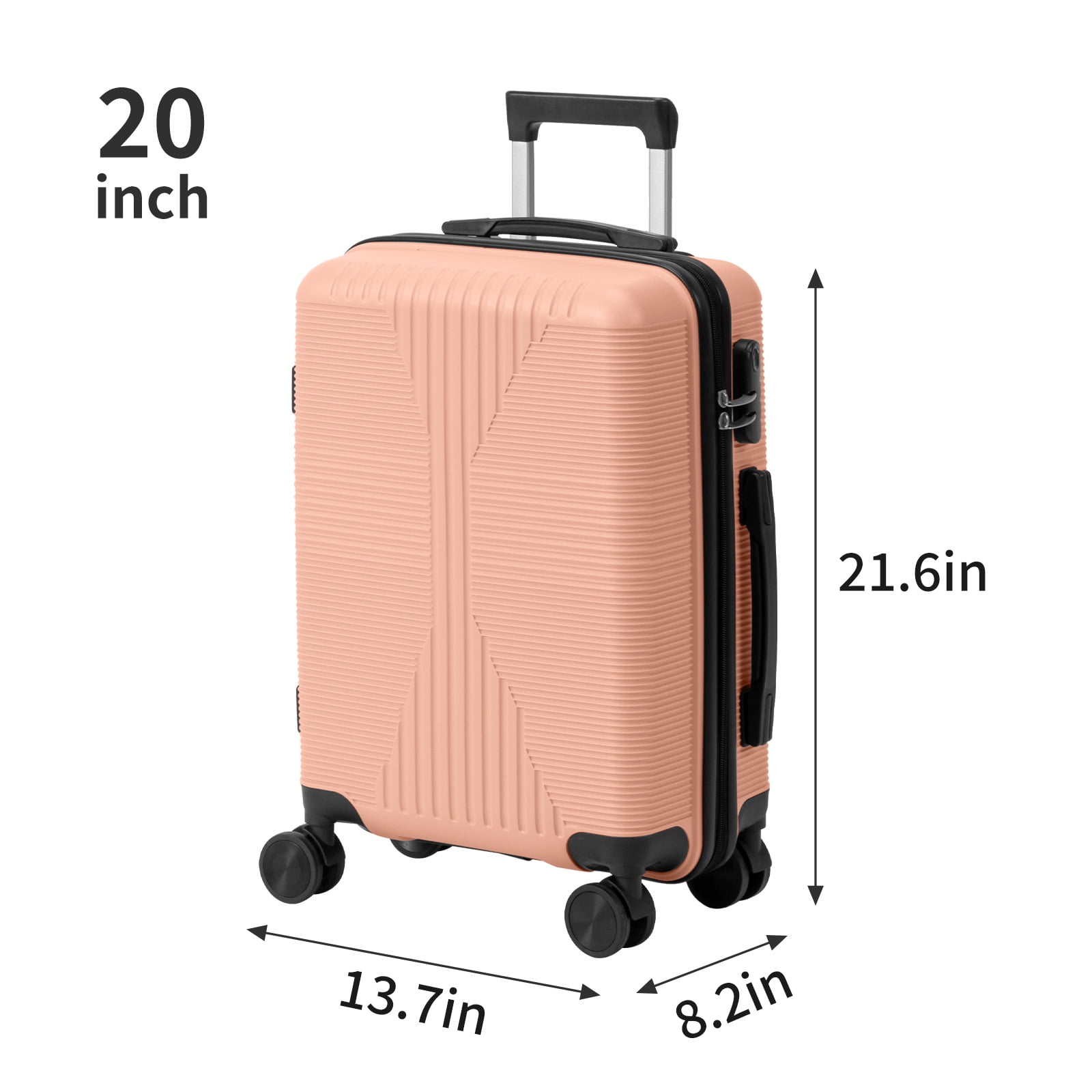 Pink PP 3 Piece Luggage Set 20/24/28 Inch 360 Silent Spinner Wheels Hard Shell Carry On Suitcase for Family Business Travel
