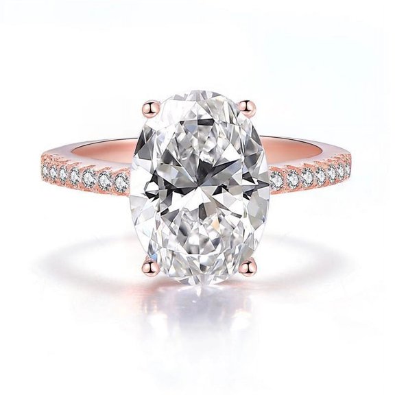 Womens Oval Zircon Ring Large Egg Shape Gold Plated Alloy Ring Inlaid Artificial Gemstones Platinum Plated Statement Ring for Her Fashion Jewelry