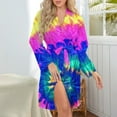 thumbnail image 4 of Tie Dye Spiral Pajama Robe V Neck Circle Pattern Bathrobe Lady Long-Sleeve Soft Pajamas Robes Spring Aesthetic Dress, 4 of 5