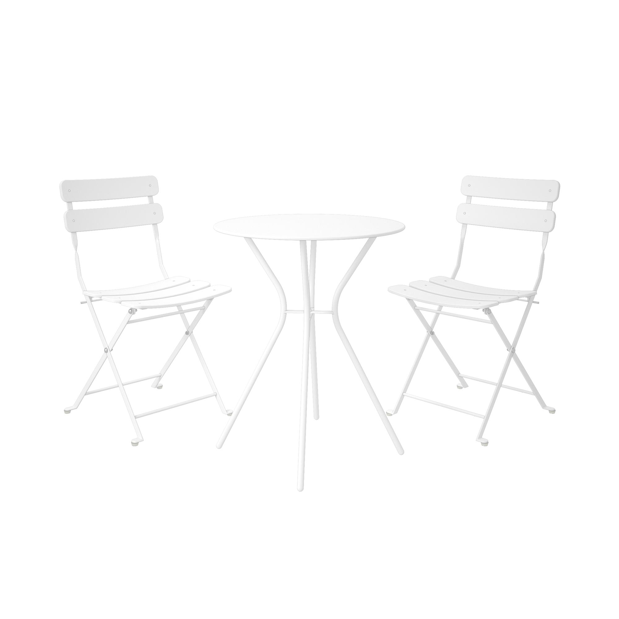 COSCO Outdoor Living, 3 Piece Bistro Set with 2 Folding Chairs, White - image 3 of 7