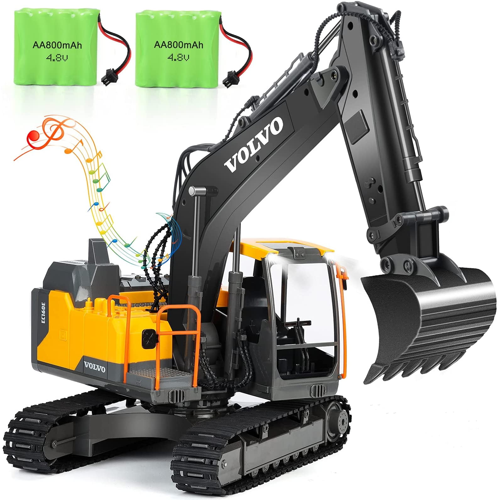 Dilwe RC Excavator Construction Tractor 5 Channel Remote Control Tractor Truck Toy Lights Sounds Kids Children