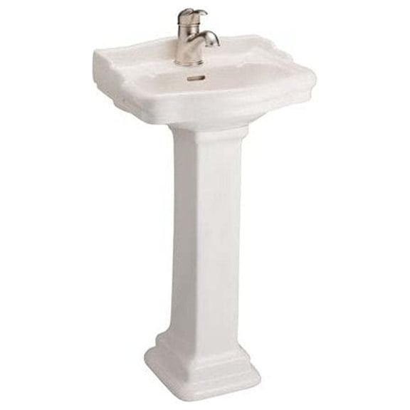 19 Inch Pedestal Sink - Bathroom Lavatory, Vitreous China, Elegant Design, Mounting Hardware Included