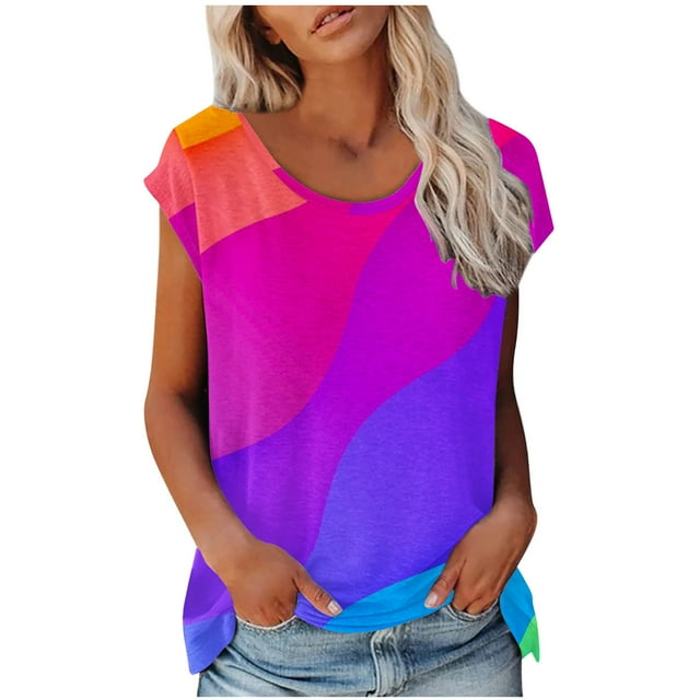 Birdeem Mode Femmes Mode Manches Courtes Col Rond T-Shirt Imprimé Blouse Tops Amples