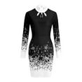 thumbnail image 3 of Robes de Noël Sexy pour Femmes, Robe à Manches Longues, Col Doux, Imprimé Teinture sur Nœuds, Maxi Décontractée pour l'Hiver 2021, 3 of 6