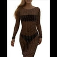 thumbnail image 1 of Vestido de Transparente con Perlas y Diamantes de Imitación para Mujer. Traje de Baño Tipo Bikini. Negro XL, 1 of 10