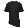 thumbnail image 4 of Women's Short Sleeve Workout Shirts Crewneck Yoga Running Tops Side Split High Low Hem Gym Tees Sportswear (2XL, Black), 4 of 7