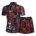 thumbnail image 2 of Vedolay Short Set Men’s Spring Summer 2-Piece Fashion Set Beach Short Sleeves Shirt and Short Set,Blue S, 2 of 4
