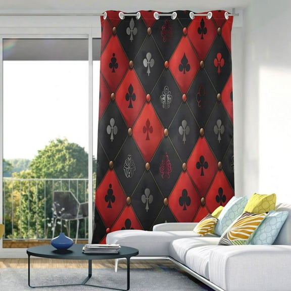 Red and Black Lattice Blackout Curtains 84"x52" Thermal Insulated Curtain 1 Panel