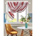 thumbnail image 3 of Red Pink Gray Stripes Sheer Waterfall Valance Curtains for Window, Modern Abstract Minimalist Retro Rod Pocket Sheer Topper Swag Curtains for Living Room, Kitchen 38.5"W x 47.2"L, 2 Panels, 3 of 7