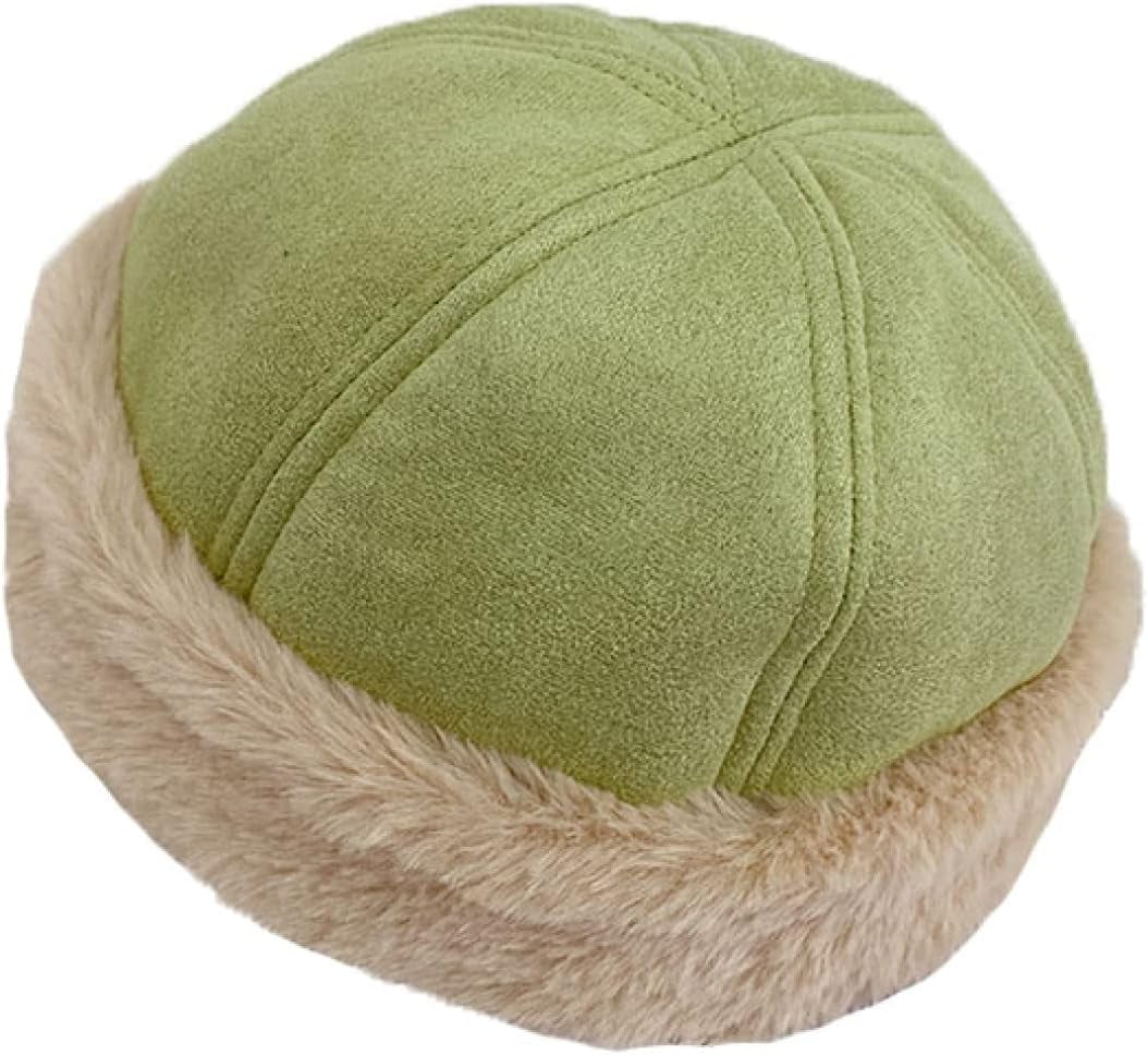CoCoMangos Winter Suede Hats for Women Thick Bonnet Solid Colors Cap Skulls Beanies Short Curling Women Caps