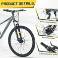 thumbnail image 2 of Juuar 27.5" Mountain Bike 8 Speed Disc Brake MTB, Steel Frame City Commuter Bicycle for Men Women, Gray, 2 of 6