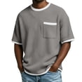 thumbnail image 2 of Ringer Tee Men with Pocket Summer Fashion Casual Waffle Weave Crew Neck Short Sleeve Mens T-Shirts Dress Shirts, 2 of 7