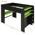 thumbnail image 3 of Full Size Gaming Loft Bed with Height-Adjustable Desk, Wooden Loft Bed Frame with RGB Light, Charging Station and Wardrobe, Space Saving Design, Green, 3 of 9